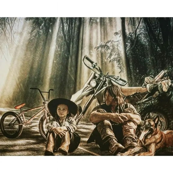 DIY 5D Full Round Drill Diamond Painting By Number Kits The Walking Dead Rhinestone Embroidery Cross Stitch Art Craft Home Wall Decoration