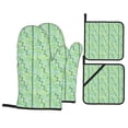thumbnail image 1 of YFYANG Ensembles de Mitaines de Four et Supports de Casseroles 4 Pcs, Antidérapant Résistant à la Chaleur Vert Géométrie Abstraite Gant de Cuisine Tapis de Casserole pour Cuisson et Pâtisserie, 1 of 8
