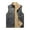 Gray, variant on Mens Leather Solid Color Vintage Sleeveless Tops Winter Fleece Warm Vest with Pockets