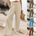 thumbnail image 6 of Futezty Women Fall Knit Wide Leg Pants High Waist Adjustable Knot Loose Casual Flowy Long Trousers with Pockets Elastic Waist Loose Comfy Casual Pants Pockets Wide Leg Palazzo Pants For Women, 6 of 6