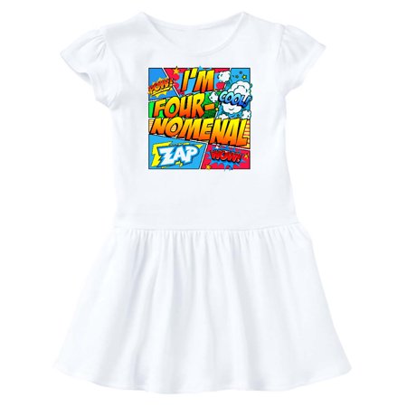 

Inktastic I m Four Nomenal Gift Toddler Girl Dress