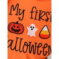 thumbnail image 6 of WIBACKER 1st Halloween Outfits for Newborn Baby Boys Long Sleeve Romper Pants Hat 3-Pieces Pumpkin Halloween Clothes Sets, 6 of 10