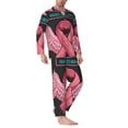 thumbnail image 2 of Fotbe Ribbon With Angel Wings Pattern Long Sleeve Pajama Set for Men,Sleepwear Set,2-piece Loungewear Set,Soft PJs Comfy Nightwear with Pockets-Medium, 2 of 7