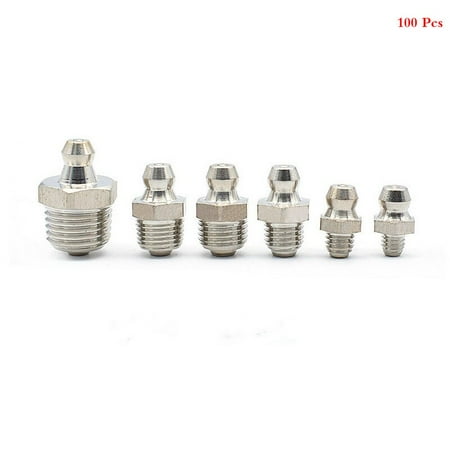 

100 Pcs Straight Metric M6M8M10 American British German 1/4 1/8 3/8 5/16 Grease Zerk Nipple Fittings Oil Nozzle for Grease Gun