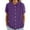 Purple, variant on Tops For Women T-Shirts Solid Round Neck St Up Collar Button Short Sleeve Trendy Outfits