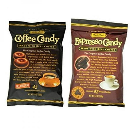 bali's best 100% natural coffee candy 2 flavor 6 bag variety bundle: (3) bali's best coffee candy, and (3) bali's best espresso candy, 5.3 oz. ea. (6 bags