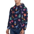 thumbnail image 3 of Lsque Space Dinosaur Pattern Casual Men's Hoodie,Hooded Sweatshirt with Kangaroo Pocket,Pullover Hoodie-Small, 3 of 7