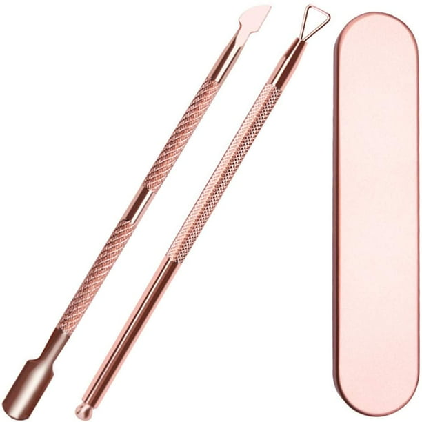 Juego de empujador y cortador de cutículas, paquete de 2 herramientas quitaesmalte de uñas de gel, pelador de cutículas triangular, raspador y cuchara, limpiador de uñas, herramientas de manicura de