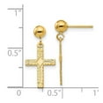 thumbnail image 2 of 14k Yellow Gold Solid Hollow Polished and satin Post Religious Faith Cross Earrings 18x10mm Stud Earring for Women, 2 of 2