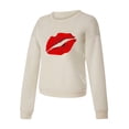 thumbnail image 3 of Under $15 POROPL Women Sweatshirt Plus Size Long Sleeve Crew Neck Sweatshirt Printed Pullover Tops Beige L, 3 of 4