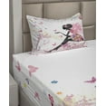 thumbnail image 2 of Ambesonne Fantasy Fitted & Top Sheet Set with Sham, Butterfly Lady in Flowers, Multicolor, 2 of 4