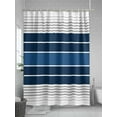 thumbnail image 5 of Fsddascl Lake Blue Stripes Shower Curtain Set - Small 36" x 72" Washable Bathtub Curtain with 12 Hooks, Modern Minimalist Gradient Lines Waterproof Fabric Stall Shower Curtains for Bathroom/Bathtub, 5 of 6