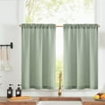 thumbnail image 1 of Linen Textured Tier Curtains 24 Inch for Kitchen Windows Farmhouse Cafe Curtains Small Drapes Rustic Light Filtering Half Window for Living Room Laundry Rod Pocket 2 Panels Green, 1 of 8