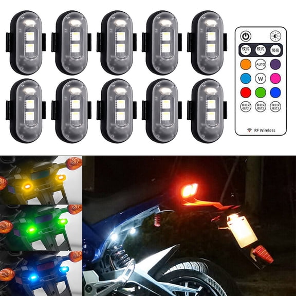 5Pcs Wireless Led Strobe Light For Motorcycle Car Remote Control Light 8Colors Fangkenuo