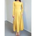 thumbnail image 5 of Women'S Fall Long Sleeve Wedding Guest Dresses One Shoulder Elegant Formal Pleated Midi Maxi Dress Yellow L, 5 of 7