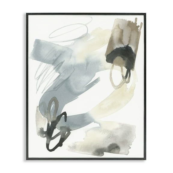 Stupell Industries Watercolor Paint Strokes Abstract Painting Black Framed Art Print Wall Art, 11 x 14