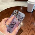 thumbnail image 3 of Compatible with iPhone 15 Laser Case Cute Butterfly Seashell Glitter Bling Case with Camera Lens Protection Scratch-Resistant Cover Girly Women Soft TPU Shockproof Cover,Pink, 3 of 12