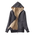 thumbnail image 1 of Floleo Vestes pour Femmes Liquidation Automne Hiver Veste Décontractée Chaude d'Hiver Doublée en Sherpa à Capuche, 1 of 5
