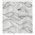 thumbnail image 3 of Ambesonne Dark Grey Shower Curtain, Geometric Waves Ocean, 69"Wx84"L, Charcoal Grey White, 3 of 3