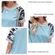 thumbnail image 4 of Ficarrico Mujer Cuello Redondo Top Camisa De Manga Corta Empalme A Rayas Impreso Top Verano Causal Blusa Azul XL, 4 of 6