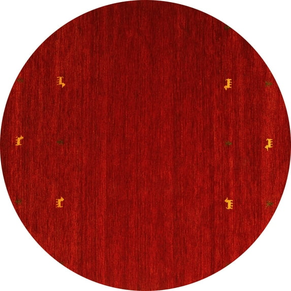 Ahgly Company Indoor Round Abstract Yellow Contemporary Area Rugs, 6' Round