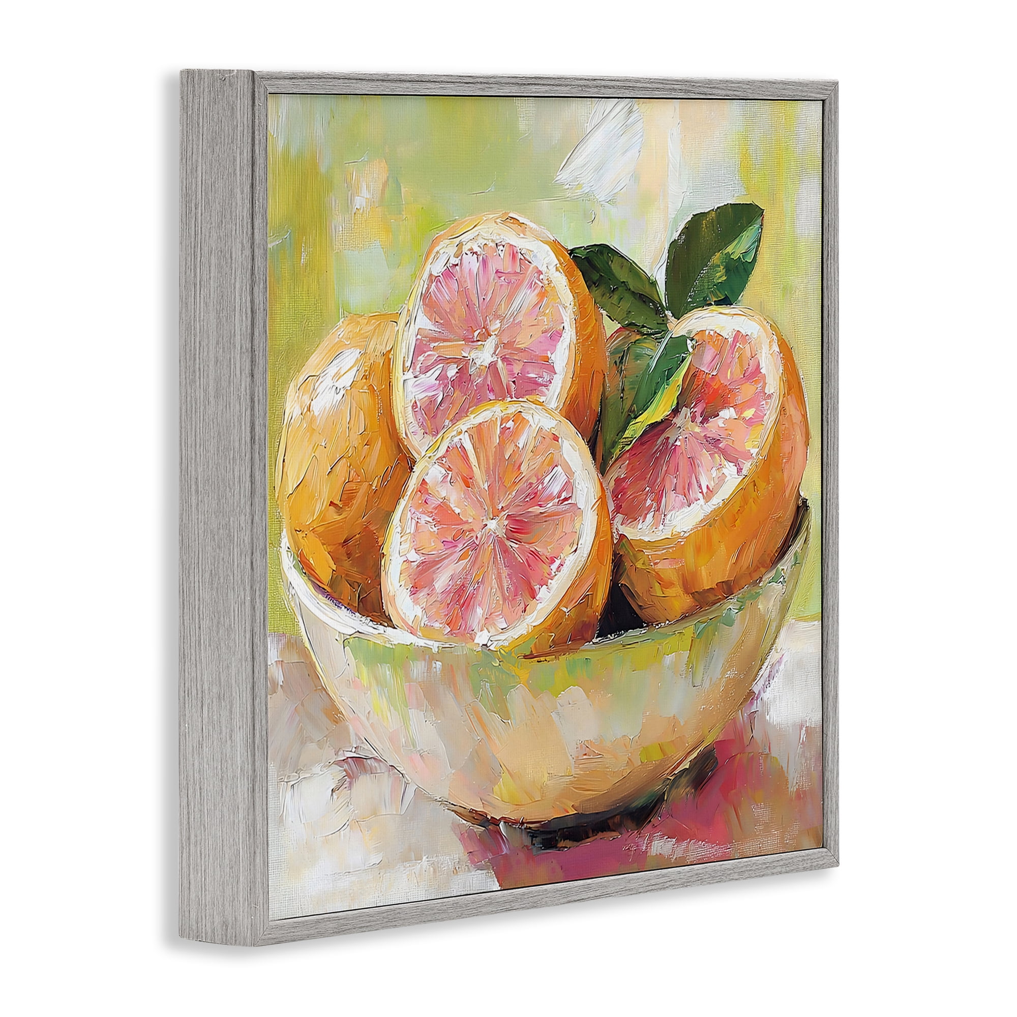 Stupell Industries Bold Grapefruit in Ceramic Bowl Gray Framed Giclee Art, design by Riley B