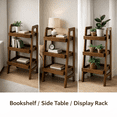 thumbnail image 5 of GOMYHOME 3-Tier Solid Wood Ladder Shelf, Small Storage Bookshelf, Walnut, 5 of 6