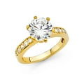thumbnail image 2 of 14k White Italian Gold Round CZ Solitaire with Accent Wedding Ring, 2 of 2