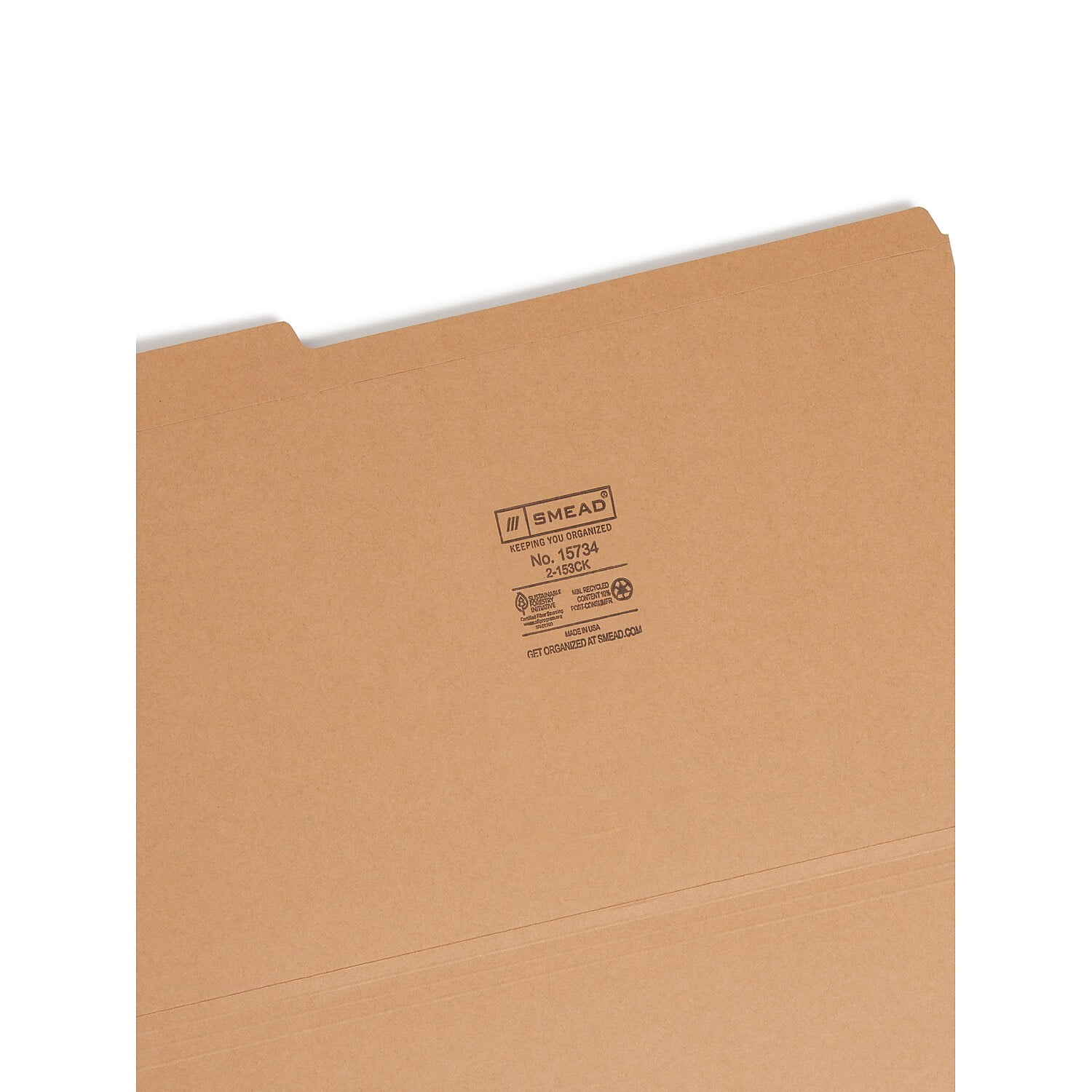 Smead 15734 Kraft File Folders, 1/3 Cut, Reinforced Top Tab, Legal, Brown, 100/Box