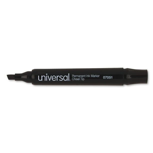 Universal Permanent Markers, Chisel Tip, Black, Dozen