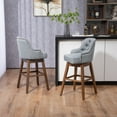 thumbnail image 2 of Counter Height Bar Stools Set of 2, Modern Linen Upholstered Barstools with Button Tufted Back & Nailhead Trims & Solid Wood Legs, Comfy Dining Chairs with 360 Degree Swivel for Kitchen Pub, Gray1, 2 of 7