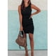 thumbnail image 2 of Dinheiro Mujeres Casual Cuello Redondo Fruncido Sin Mangas Sin Mangas Bodycon 2021 Camisa Mini Vestidos Cortos,S, 2 of 5