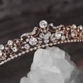 thumbnail image 4 of Corona nupcial con diamantes de imitación, tiara de princesa, tocados de joyería para mujeres y niñas, tiaras y coronas de boda de oro rosa con peine lateral, 4 of 5