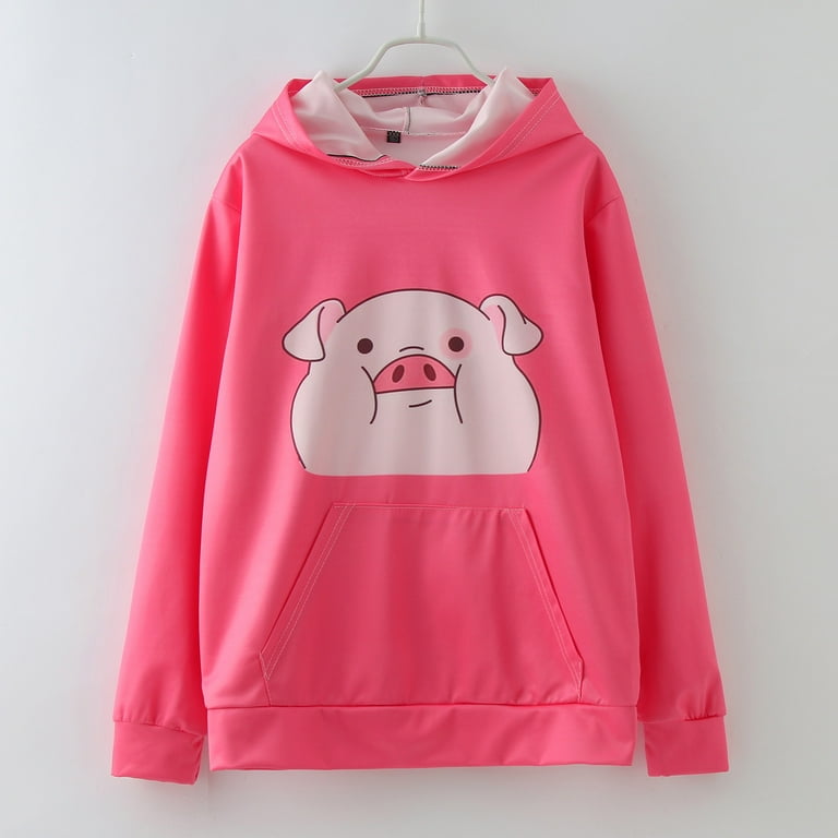 MIASHUI Children Sweet Cool Pink Pig Kids Hoodie Tops Sweatshirt Hot Pink 3 4 Years Walmart