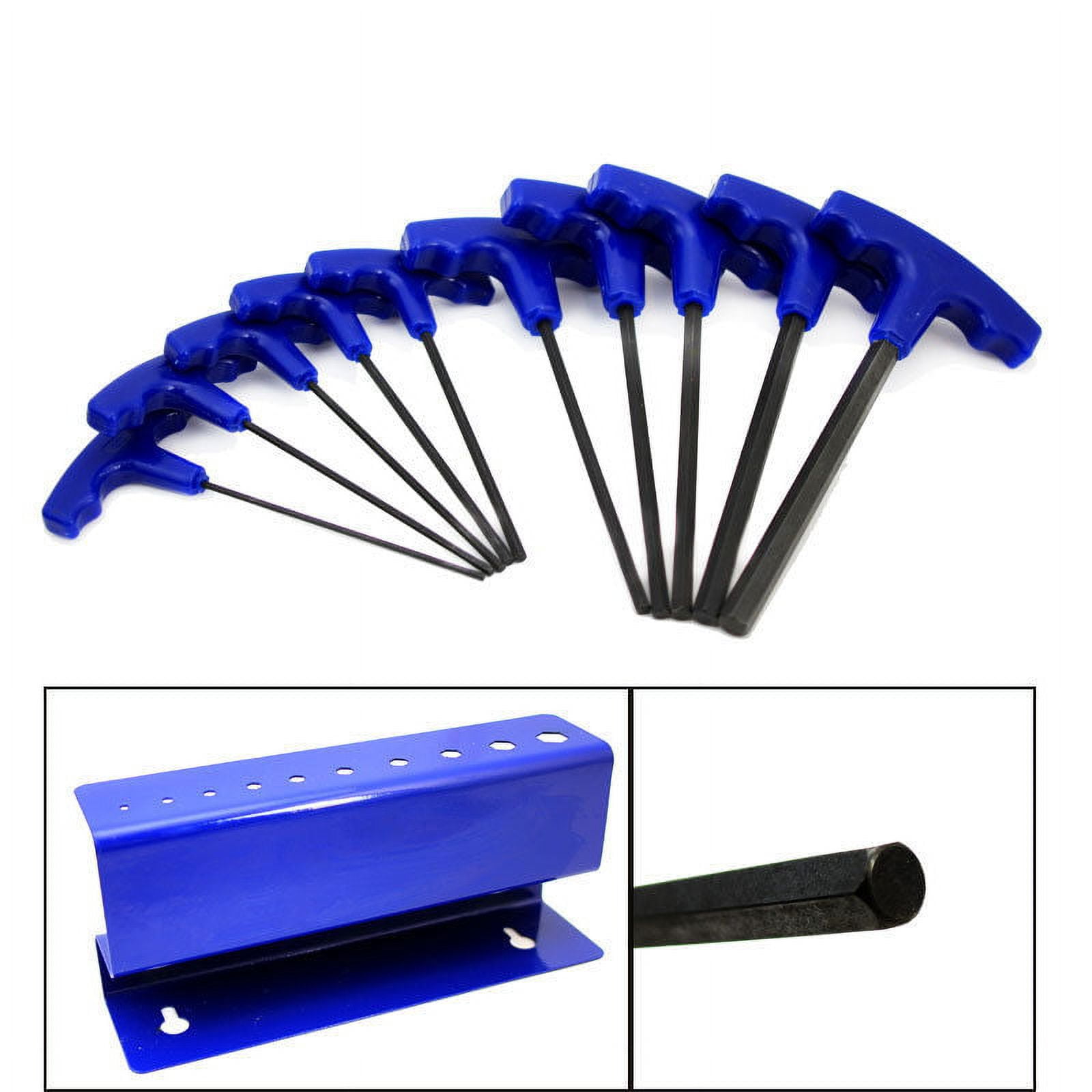 Stark 10-Pieces 3/32" To 3/8" T-Handle Hex Keys Allen Wrench Standard Hand Tool Set with Stand SAE Size, Blue