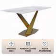 thumbnail image 5 of LeisureMod Voren Modern Dining Table with 62" Rectangular Sintered Stone or Glass Wide Tabletop and Steel Legs for Home, Kitchen, Dining or Conference Room in White, 5 of 10