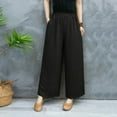 thumbnail image 2 of Women Wide Leg Pants Casual Solid color ElasticWaist Pants With Pockets Loose Pants Trousers, 2 of 5