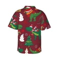 thumbnail image 3 of Balery Dinosaur Christmas Happy New Year Print Men's Hawaiian Shirts Short Sleeve Beach Shirt Relaxed Fit Vacation Button Down Shirts-XX-Large, 3 of 9