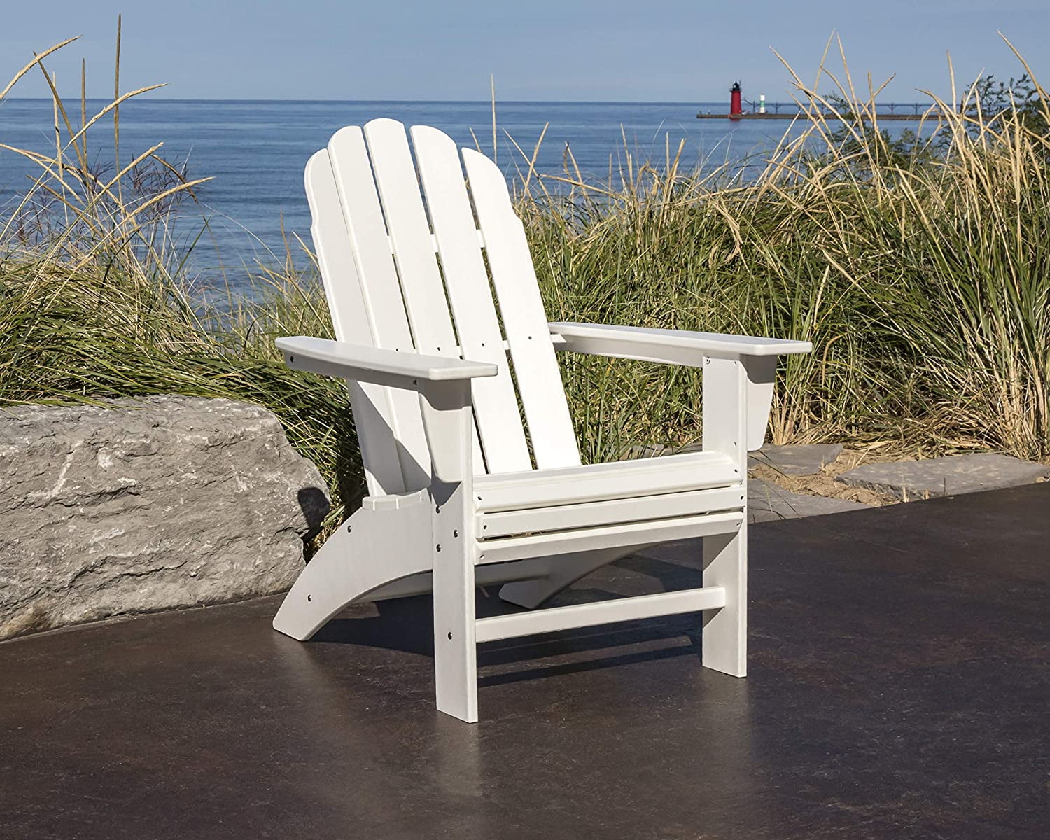 POLYWOOD Vineyard Curveback Outdoor Adirondack Chair in Slate Grey