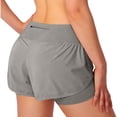 thumbnail image 4 of Gyujnb 2 in 1 Running Shorts for Women High Waist Breathable Workout Yoga Shorts with Hidden Zipper Pockets,Grey, 4 of 9