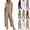Khaki, variant on Womens Cotton Sleeveless Jumpsuits with Pockets- Breathable V Neck Wide Leg Loose Fit Casual Travel Rompers Black Size 3XL