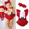 thumbnail image 4 of HNMKIU Kids Christmas Jumpsuit Baby Girls Boys Christmas Ruched Romper Bodysuit Casual Clothes Christmas Outfit Red - 6-12 Months, 4 of 4