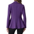 thumbnail image 3 of INSPIRE CHIC Women's Turn Down Collar Open Front High-Low Hem Gothic Peplum Blazer XL Dark Purple, 3 of 6