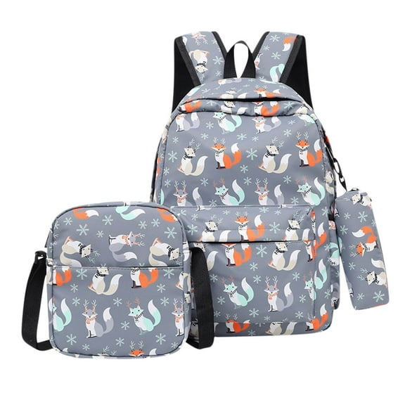 Jienlioq Backpack for Men and Women, Nordic Printed Student Backpack, Nylon Three Piece Set, Computer Back Bag, Mother Bag