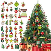 80 Pcs Christmas Tree 2D Flat Double-sided Printing Hanging Ornaments, Funny Christmas Cartoon Characters Pendants For Home Party Decor