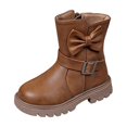thumbnail image 6 of Girls Mid Calf Leather Boots, Little Kids Side Zipper Fashion Martin Booties, Soft Non Slip Princess Short Boots for Little Girls Daily Outdoor Wear Brown 3 Big Kids(36), 6 of 8