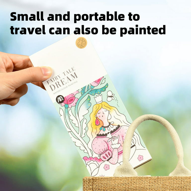Pocket Watercolor Painting Book for Kids, Graffiti Picture Books Bookmark  Maker Watercolor Painting Supplies, Small Watercolor Book Adults 20 Pages  with Paintbrush, Beginner Friendly 