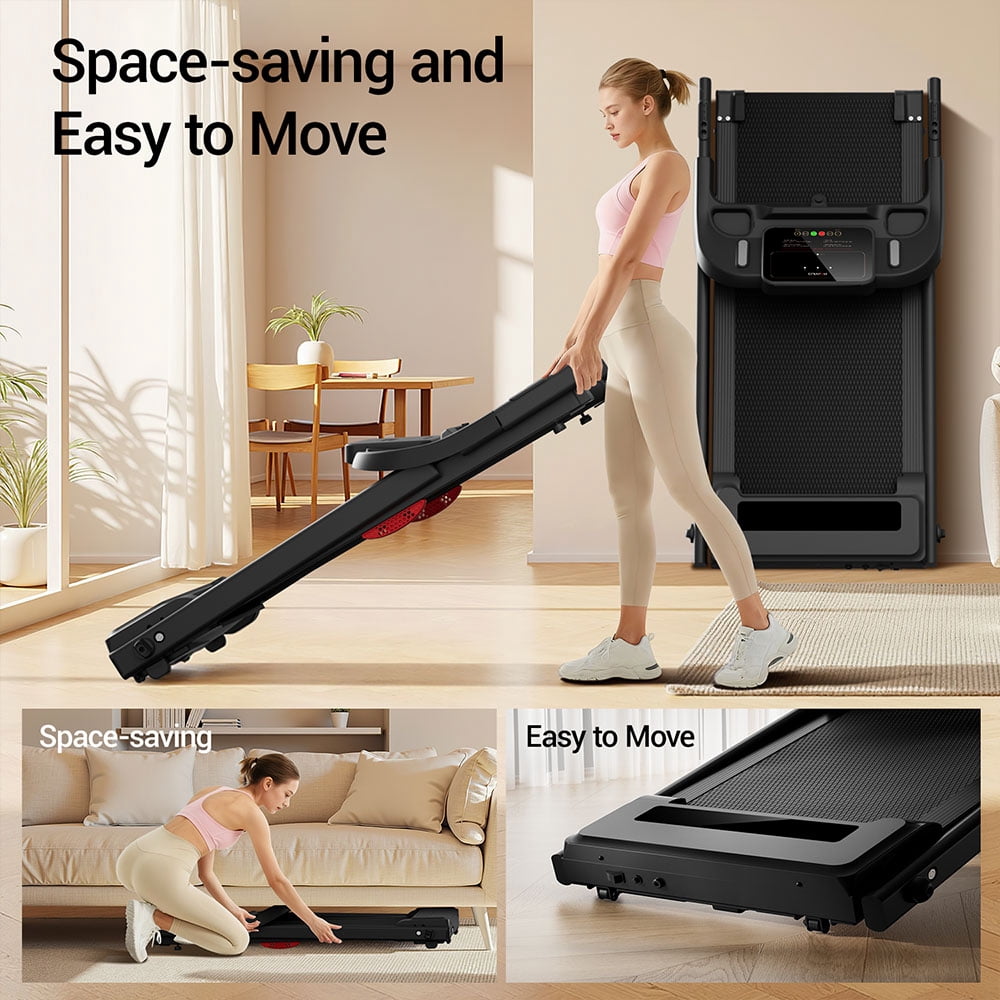 ROBORE P9 Folding Treadmill for Home Gym with LED Screen, 2.5HP Ultra-Quiet Motor Compact Running Machine with Monitor & Shock Absorption, Space-Saving Foldaway Design, 0.6‑7.5 MPH Adjustable Speed