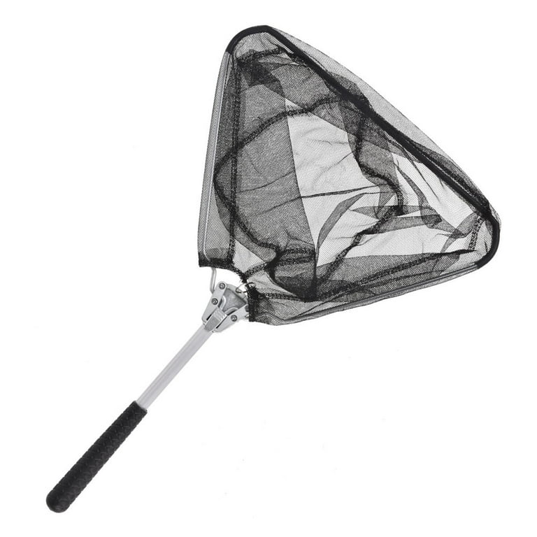 Aluminum Alloy Triangle Fishing Net Foldable Fish Landing Net Mini  Collapsible Fish Catching Landing Net (50cm, Black)