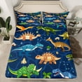 thumbnail image 2 of Homewish Kawaii Dino Dinosaur Twin Sheet Sets,Ancient Animal Twin Fitted Sheet,Green Brown Deepblue 03 For Boys Child,Ultra Soft Home Decor,3 Pieces, 2 of 7
